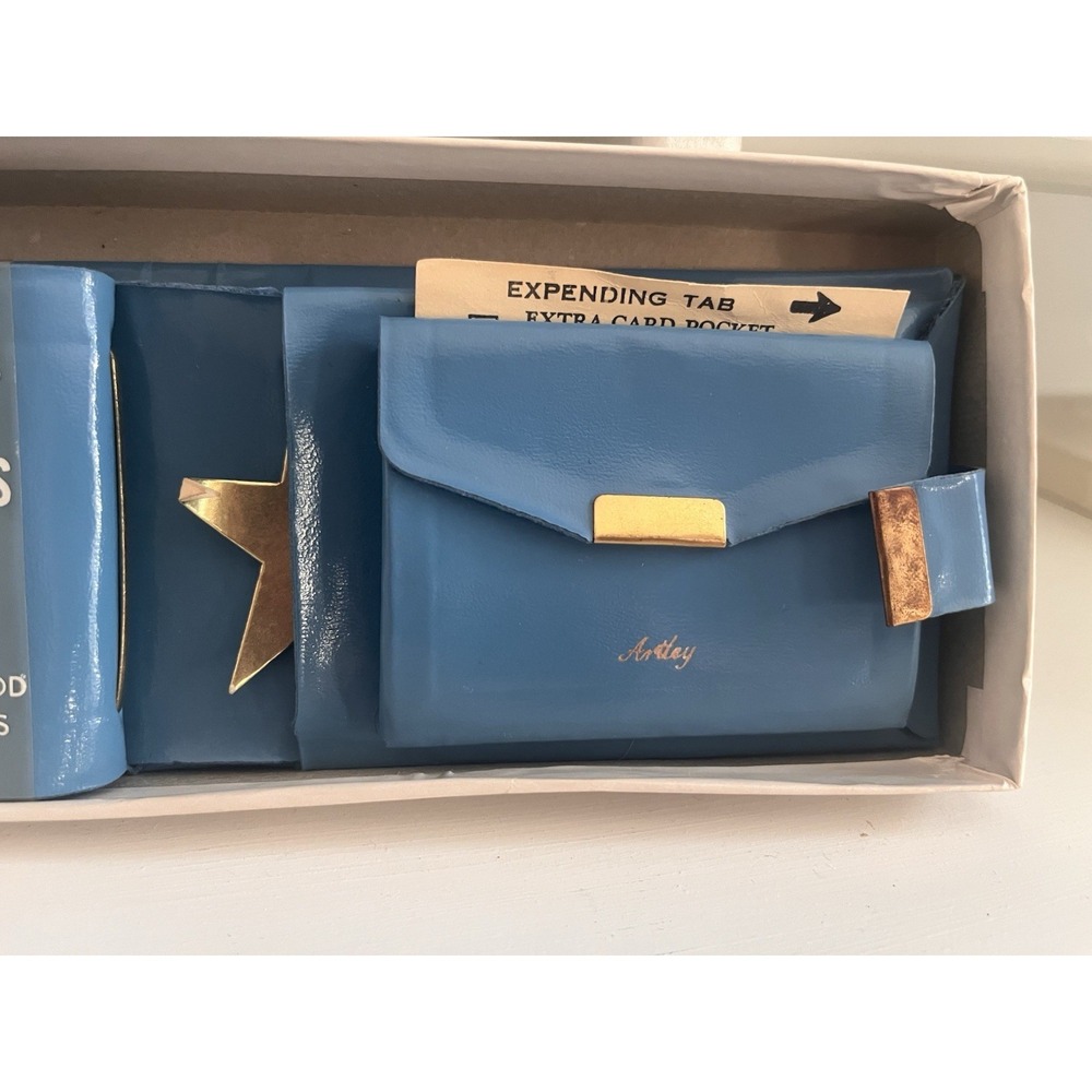 NOS 1960s Ladies Billfold Photo Holder Wallet Blue New Money - Picture 3 of 11